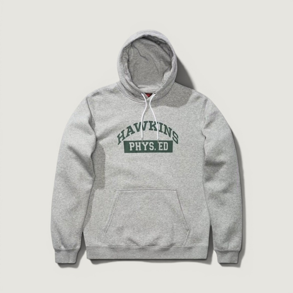 Rare Nike x Stranger Things Hawkins High Phys Ed Hoodie Grey Large